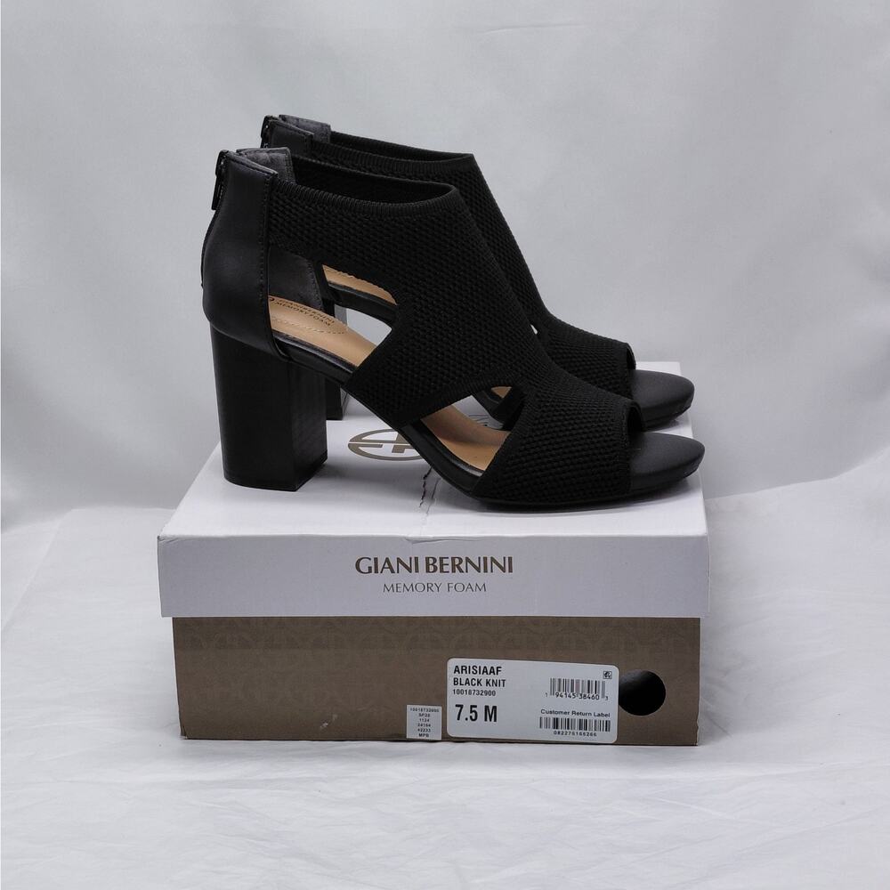 Giani Bernini Womens Sandals Size 7.5 Black Knit Career Work Summer Chunky Heels